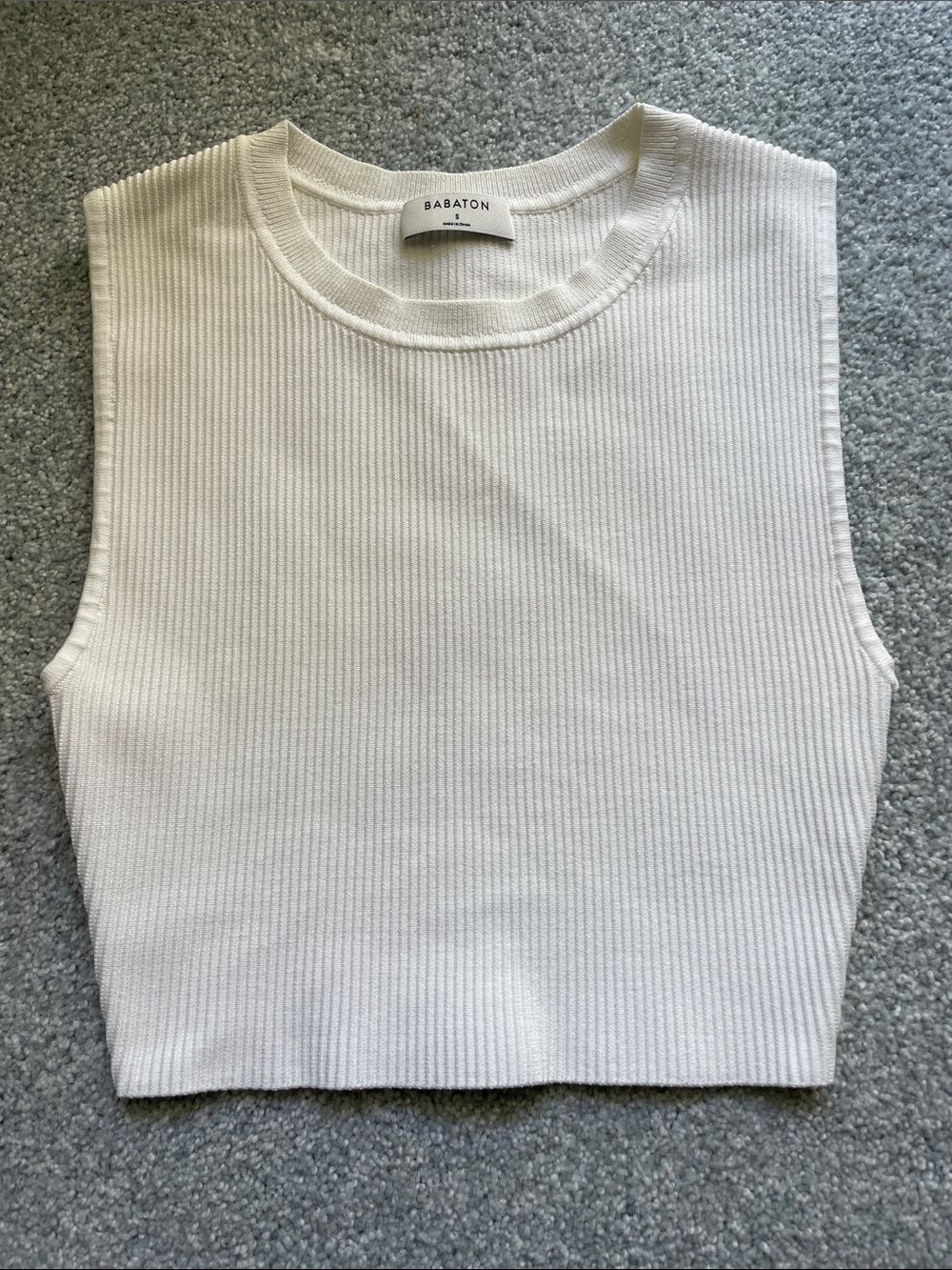 Babaton Cream Ribbed Sleeveless Tank
